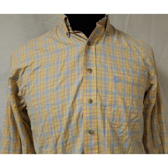 Wrangler George Strait Cowboy Cut Mens Large Yellow Blue Red Plaid Western Shirt - Picture 4 of 12
